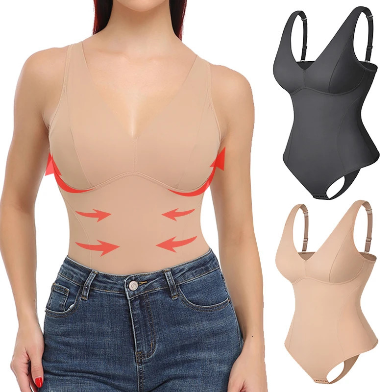 Womens Shapers Slim Full Body Shaper With Builtin Bra Shapewear Tummy Control Tops Waist Trainer Corset Bodysuits 231025