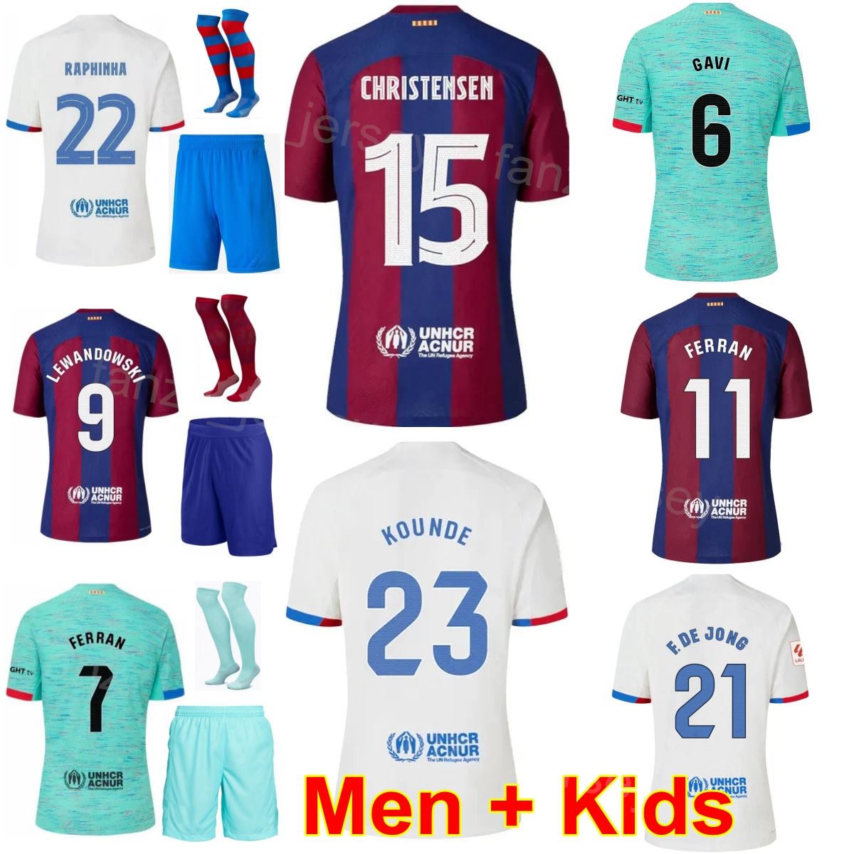 Club 23 24 Man Youth Soccer 1 Marc Andre Ter Stegen Jersey 22 Ilkay Gundogan 23 Jules Kounde 7 Ferran Torres 9 Robert Lewandowski 27 Lamine Yamal Football Shirt BaSai