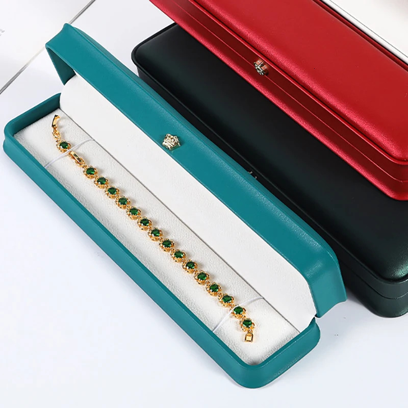 Jewelry Boxes PU Leather Necklace Long Chain Box Bracelet Jewelry Storage Case Pendant Chain Gift Box for Wedding Anniversary Engagement 231025