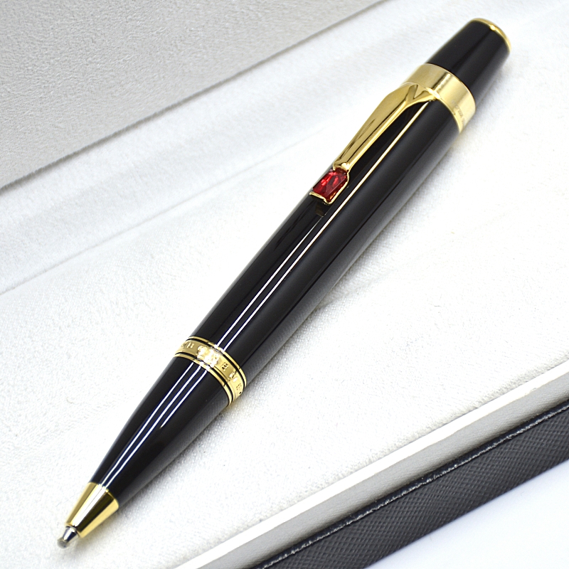 High quality Bohemies Mini Ballpoint pen Black Resin and Metal Design Office School Supplies Writing Smooth Ball pens With Diamond Serial Number