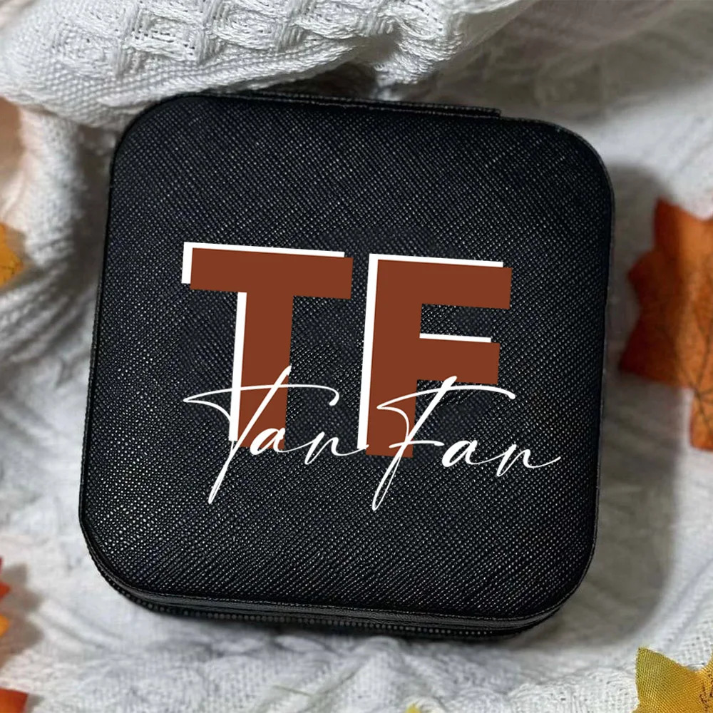 Jewelry Boxes Custom Initial Letters Leather Travel Jewelry Box Shadow Monogram Jewelry Box with Name Bridesmaid Proposal Gifts for Her 231025