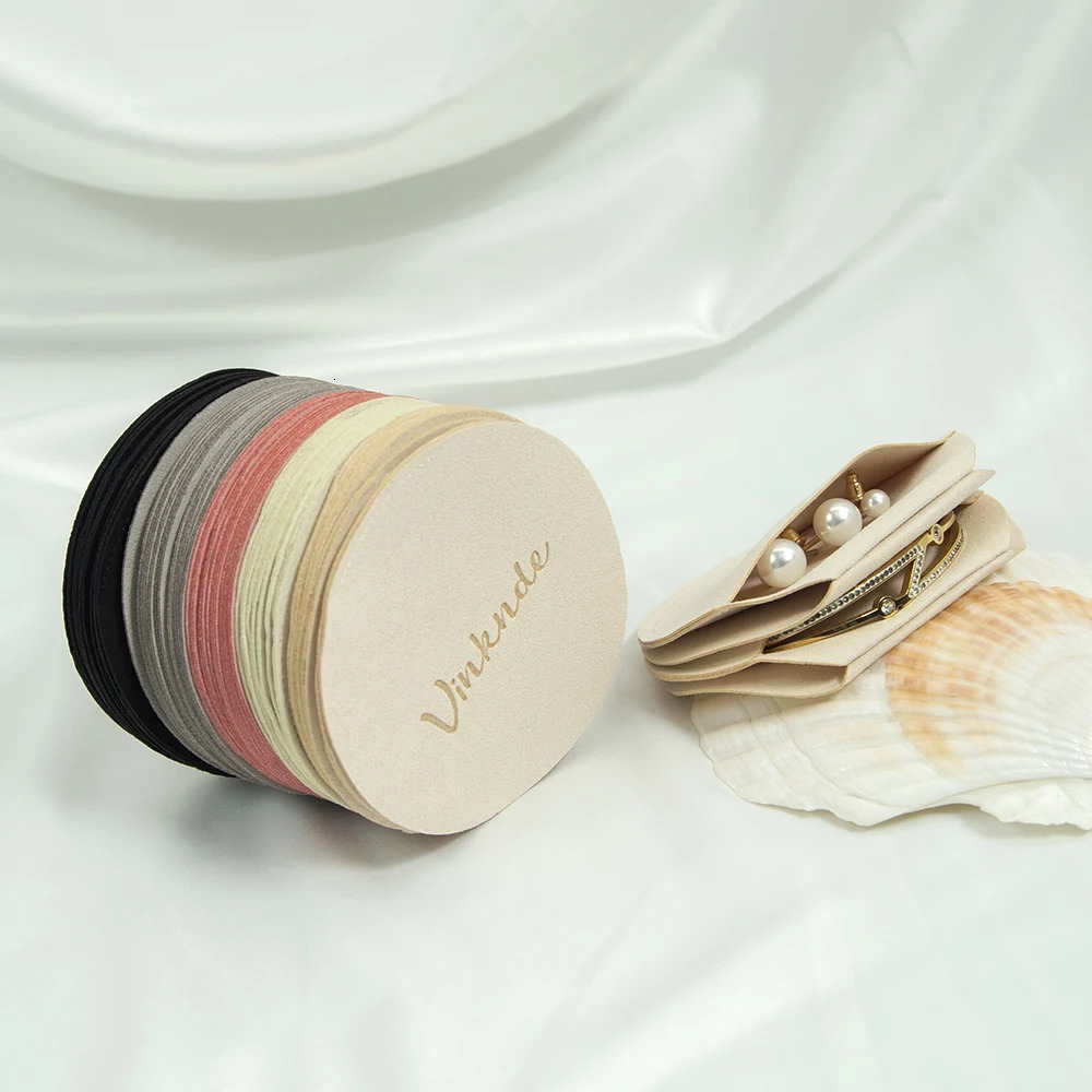 Jewelry Boxes 100Pcs Custom Round Microfiber Bag Ring Earring Pendant Necklace Velvet Pouch Birthday Christmas Halloween Gift Box 231025