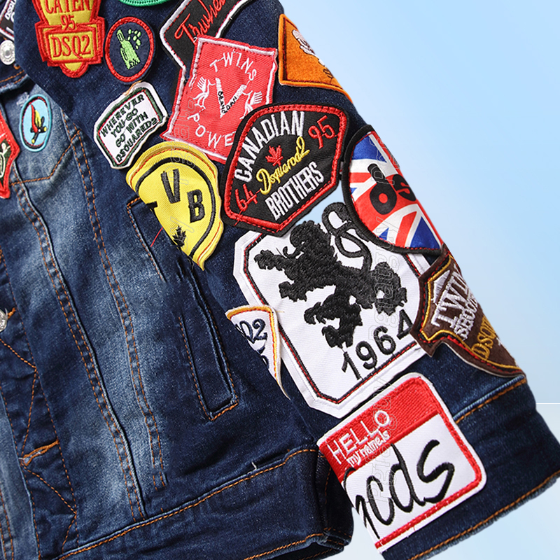 Men Embroidered Badge Denim Jacket Streetwear Hip Hop Men039s Motorcyle Jean Jackets Male Fashion Slim Outerwear Chaqueta Hombr