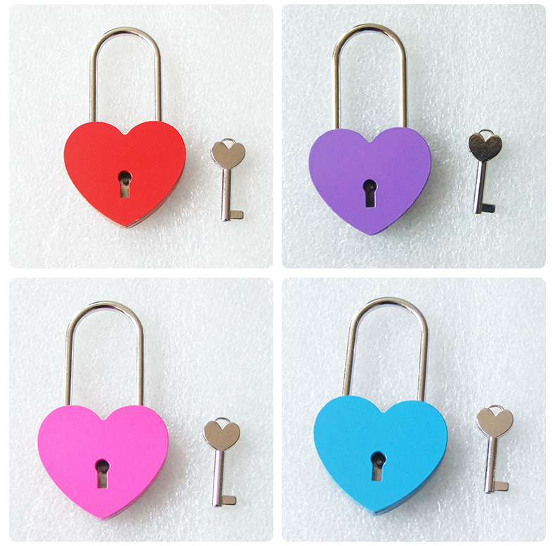 Alloy Heart Shape Keys Padlock 46*59mm Mini Archaize Concentric Locks Vintage Old Antique Door Locks With Keys