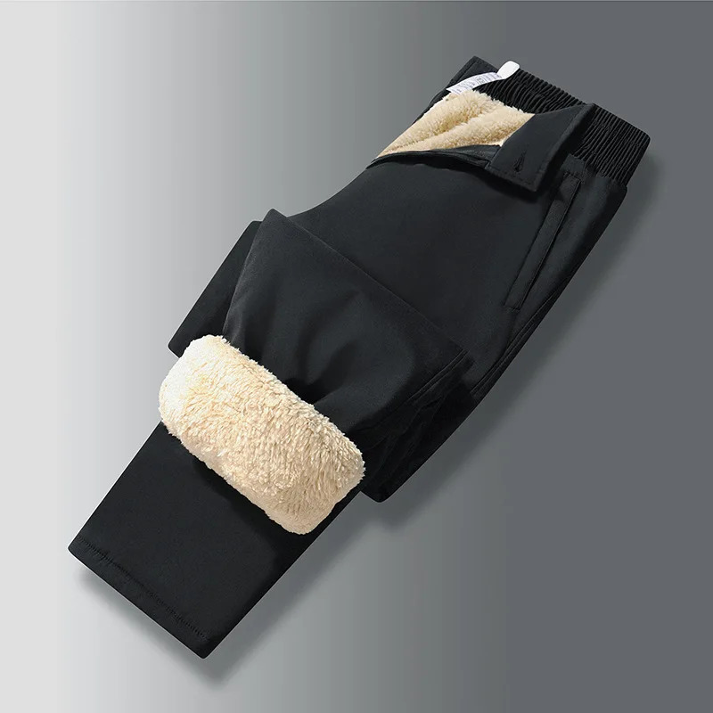 Mens Pants 120KG 6XL Fluffy Lining Winter Papas Thicker Trousers Grandpas Fleecy Business Big Size Office 0619 231025