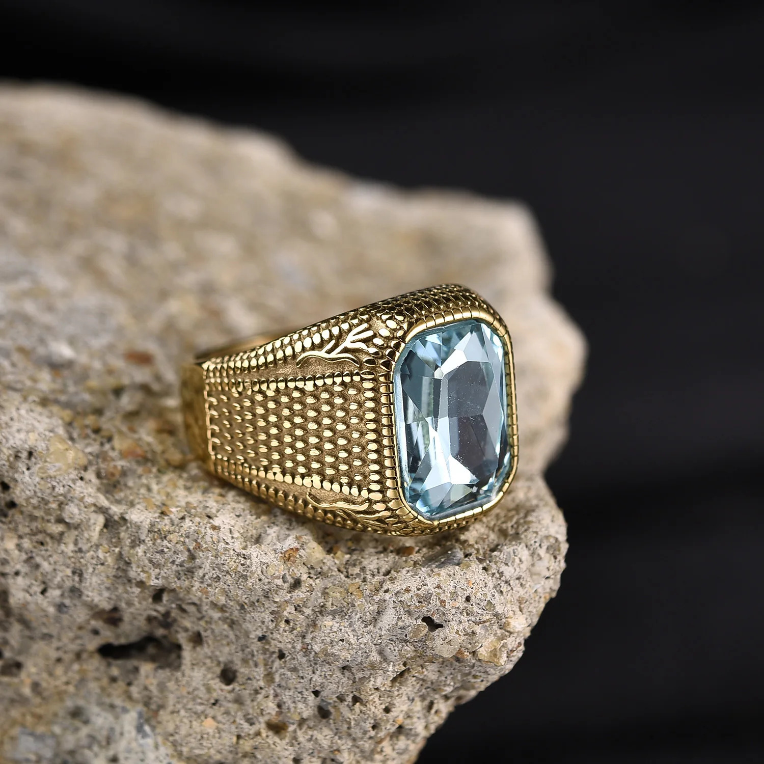 Band Rings Men High Quality 316LStainless Steel Multiple Color Gemstone Styles Onyx Classic Fashion Trend Jewelry 231025