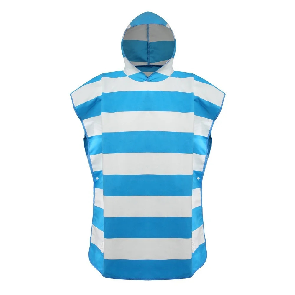 Towels Robes Stripe Printied Microfiber Beach Towel Kids Changing Robe Poncho Lightweight Quick Dry Hooded Bathrobe for Surf Beach Swimmers 231024