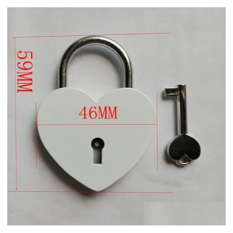 Alloy Heart Shape Keys Padlock 46*59mm Mini Archaize Concentric Locks Vintage Old Antique Door Locks With Keys