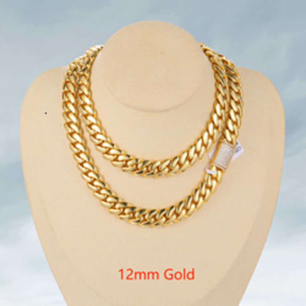 Cadena Cubana Wholesale Hip Hop 14k 18k 24k Real Gold Plated Heavy Solid Miami Cuban Link Chain Necklace for Men