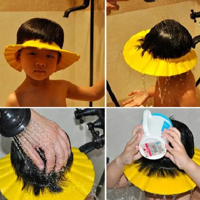 Shower Caps Safe Shampoo baby Shower Cap Bathing Bath Protect Soft Cap Hat For Baby Children Kids Gorro de ducha Tonsee ss1827 231024