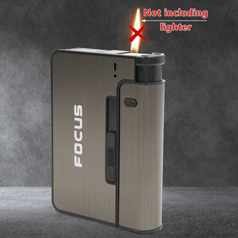 Lighters FOCUS Portable Automatic Cigarette Case Metal 10 Pieces Gadgets for Men Without Lighter W260202