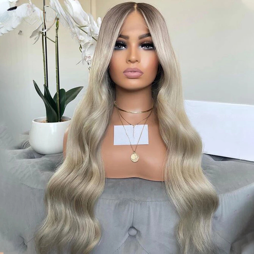 Loose Deep Wave Full Lace Front Human Hair Wigs for Women 360 Lace Frontal Wig Brown Highlight Wig Synthetic Glueless Pre Plucked