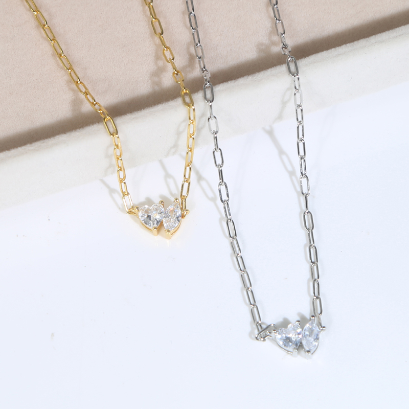 Mini Heart Love Recetangle Elliptic Zircon Charm Choker Necklace with Link Chain Hip Hop Women Men Full Paved 5A Cubic Zirconia Wedding Gift Jewelry