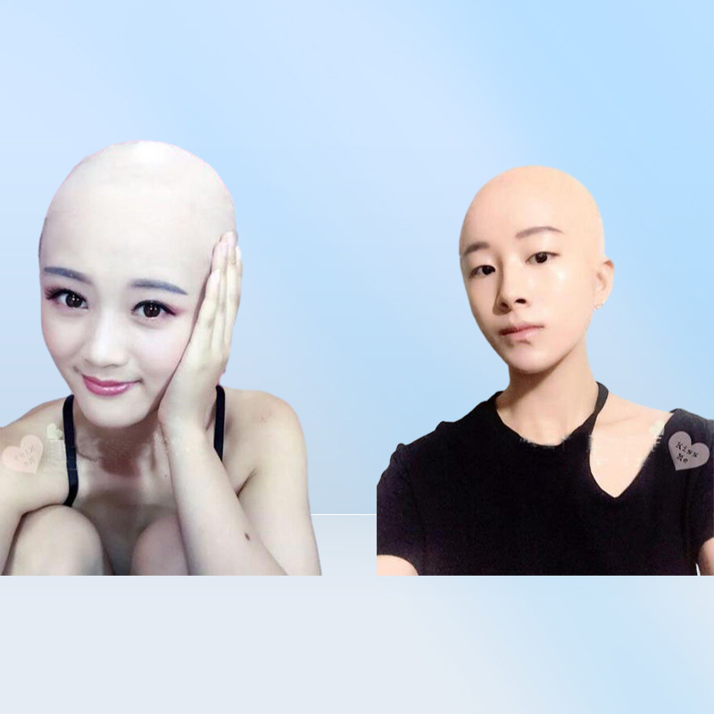 Gauges New human mask crossdress silicone female unisex head mask halloween cosplay without hair latex bareheaded monk head mask