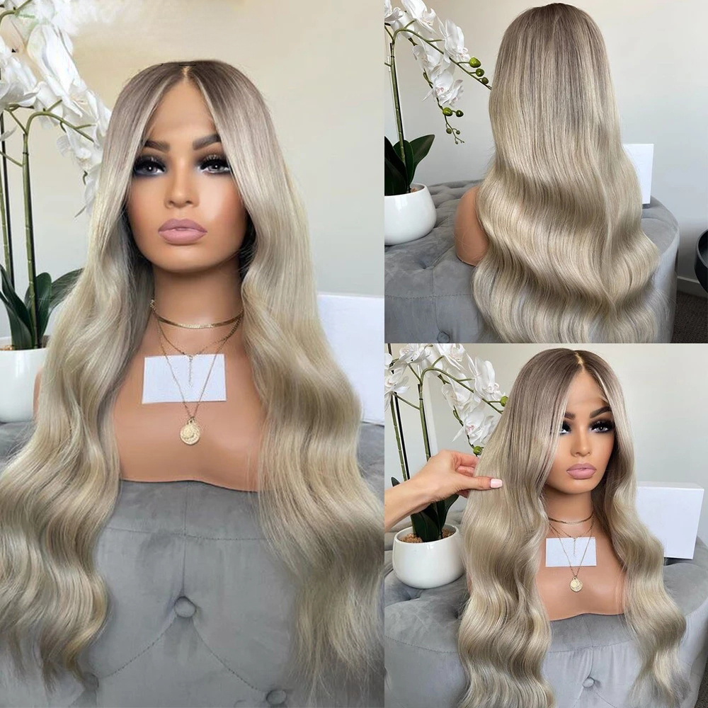 Loose Deep Wave Full Lace Front Human Hair Wigs for Women 360 Lace Frontal Wig Brown Highlight Wig Synthetic Glueless Pre Plucked