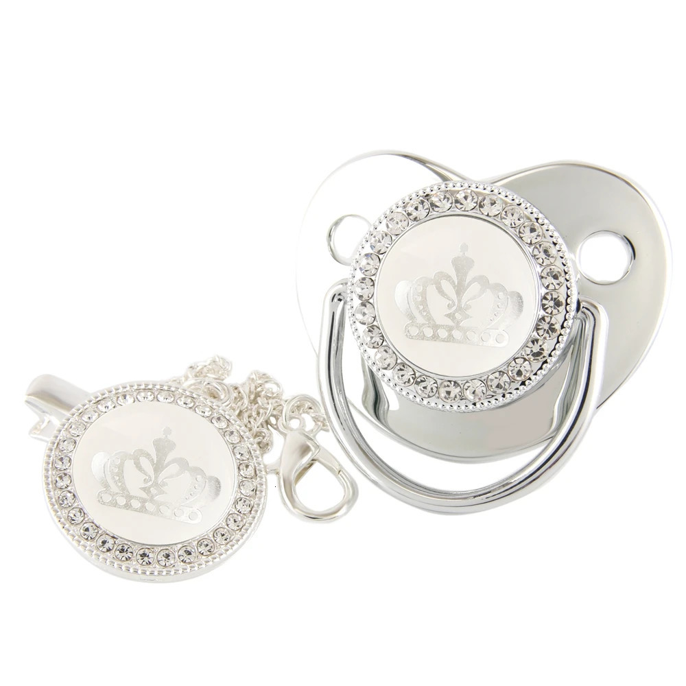 Soothers Teethers 24 Colors Bling Baby Pacifier Cartoon Crown Silicone Pacifiers with Rhinestone Dummy Clip Infant Shower Gift 231025