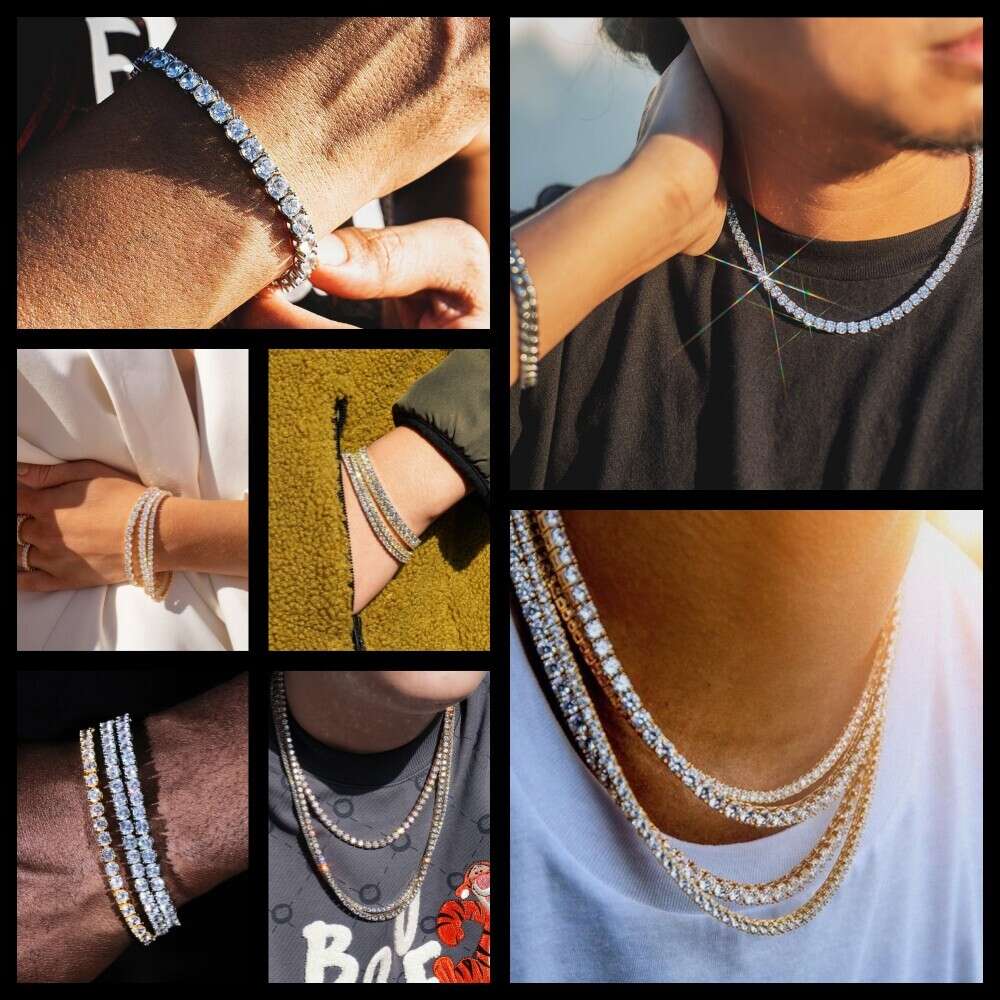 necklace moissanite chain Fine jewelry 925 sterling silver vvs tennis diamond tennis