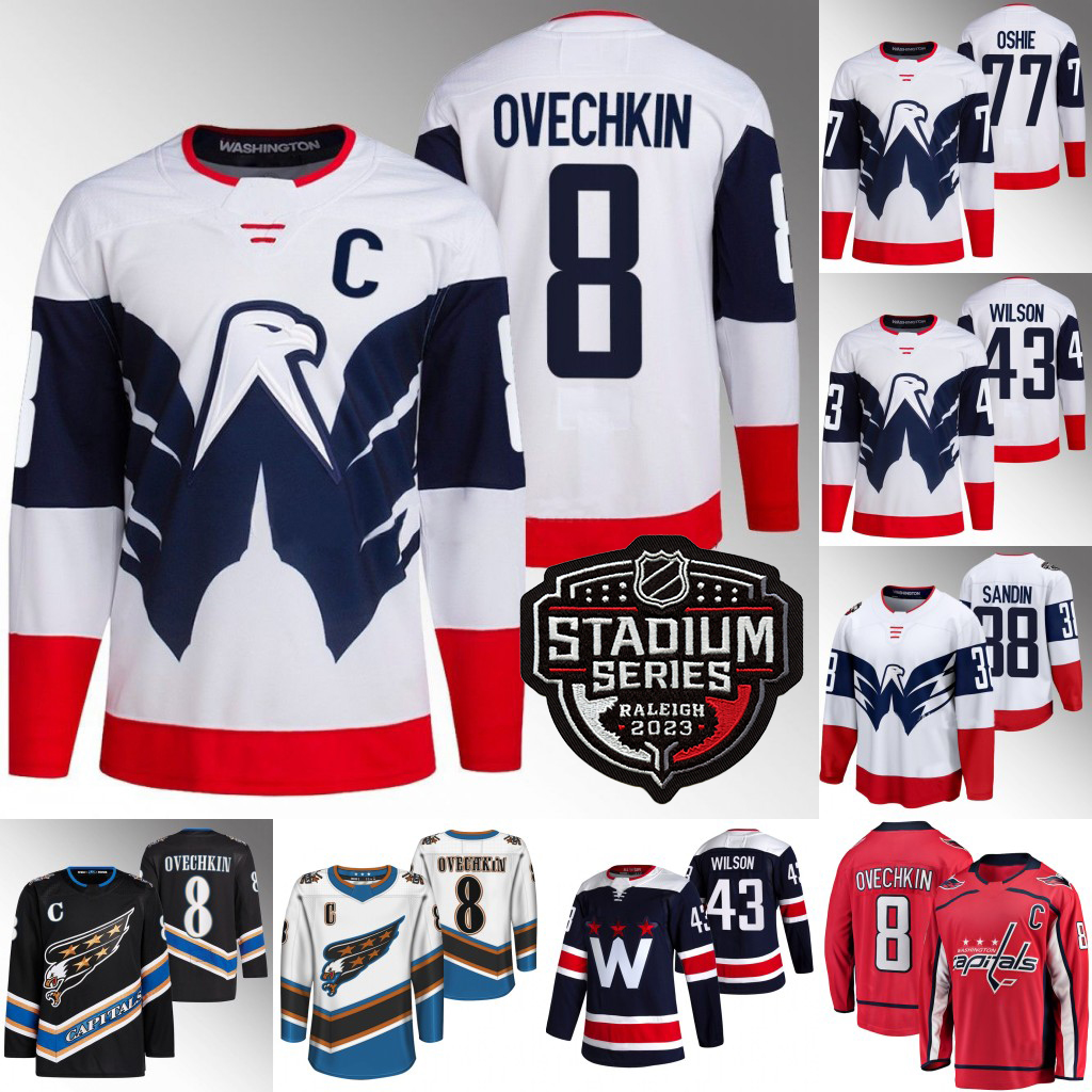 Washington Alex Ovechkin Capitals Jersey T.J. Oshie Tom Wilson Rasmus Sandin Nicklas Backstrom Evgeny Kuznetsov Connor McMichael Matthew Phillips Aliaksei Protas