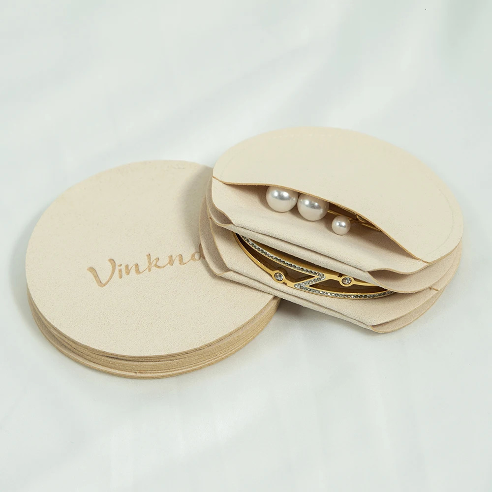 Jewelry Boxes 100Pcs Custom Round Microfiber Bag Ring Earring Pendant Necklace Velvet Pouch Birthday Christmas Halloween Gift Box 231025