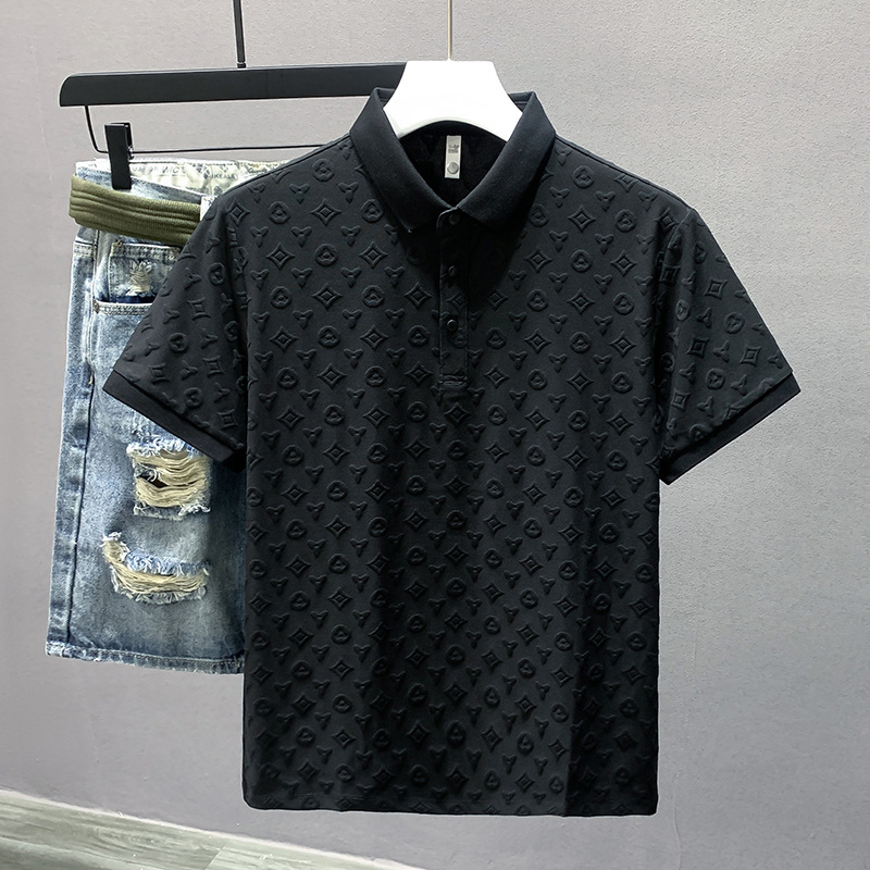 designer fashion top high quality business clothing embroidered collar details short sleeve polo shirt mens tee Asian sizes M-4XL