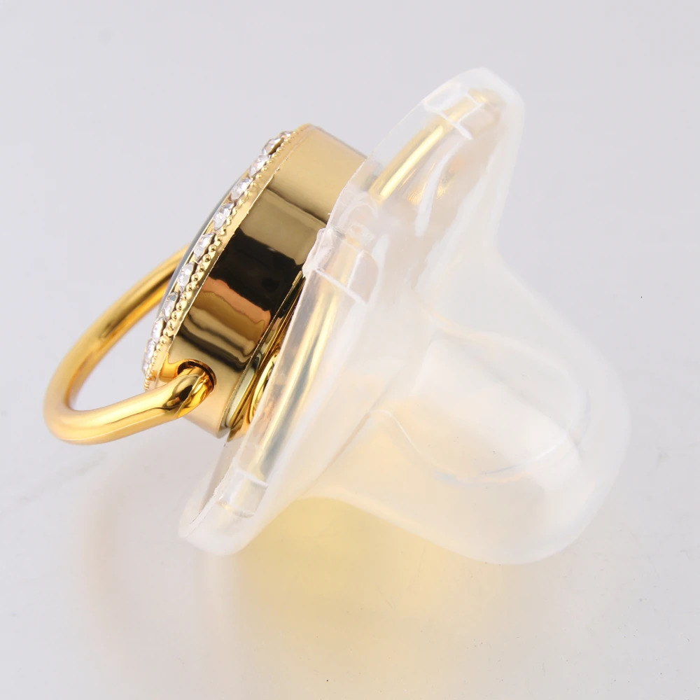 Other Baby Feeding Gold Crown 26 Name Initial Letters Pacifier With Clip Silicone Dummy Nipple Bling Infant Shower Gift 231025