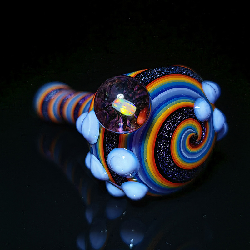 blown glass pipes spoon pipes with modern look contemporary style dry herb lollipop glass pipes Gifts Hand-Blown Bubbler 4.4 Inch hand pipe crushed opal