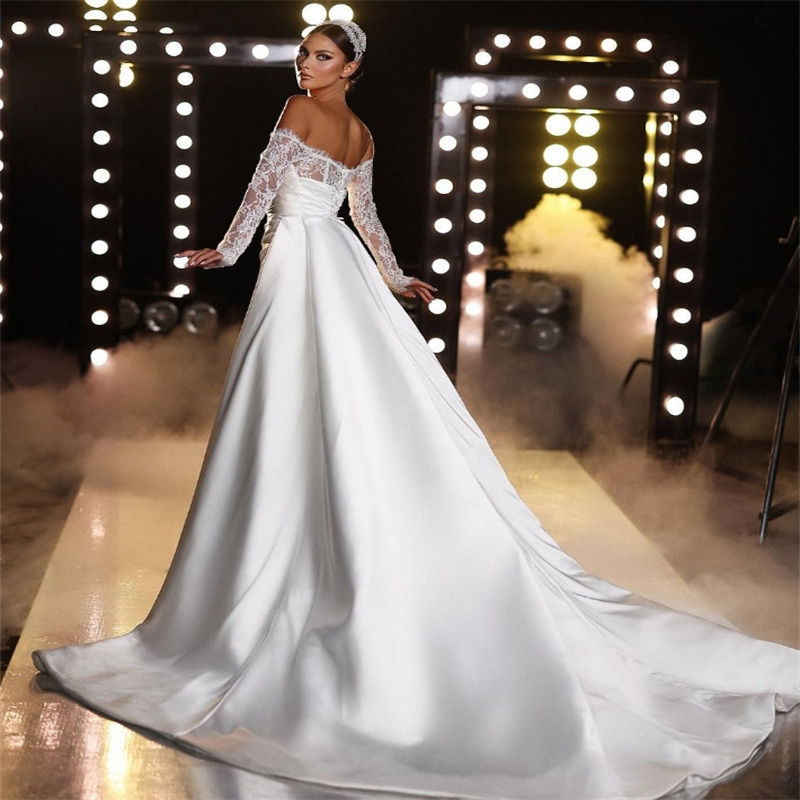 Chic Mermaid Minimalist Wedding Dress With Detachable Train Soft Satin Dubai Arabic Boho Garden Bridal Gowns Fairy Gatsby Bride 2024 Vestido De Noiva 
