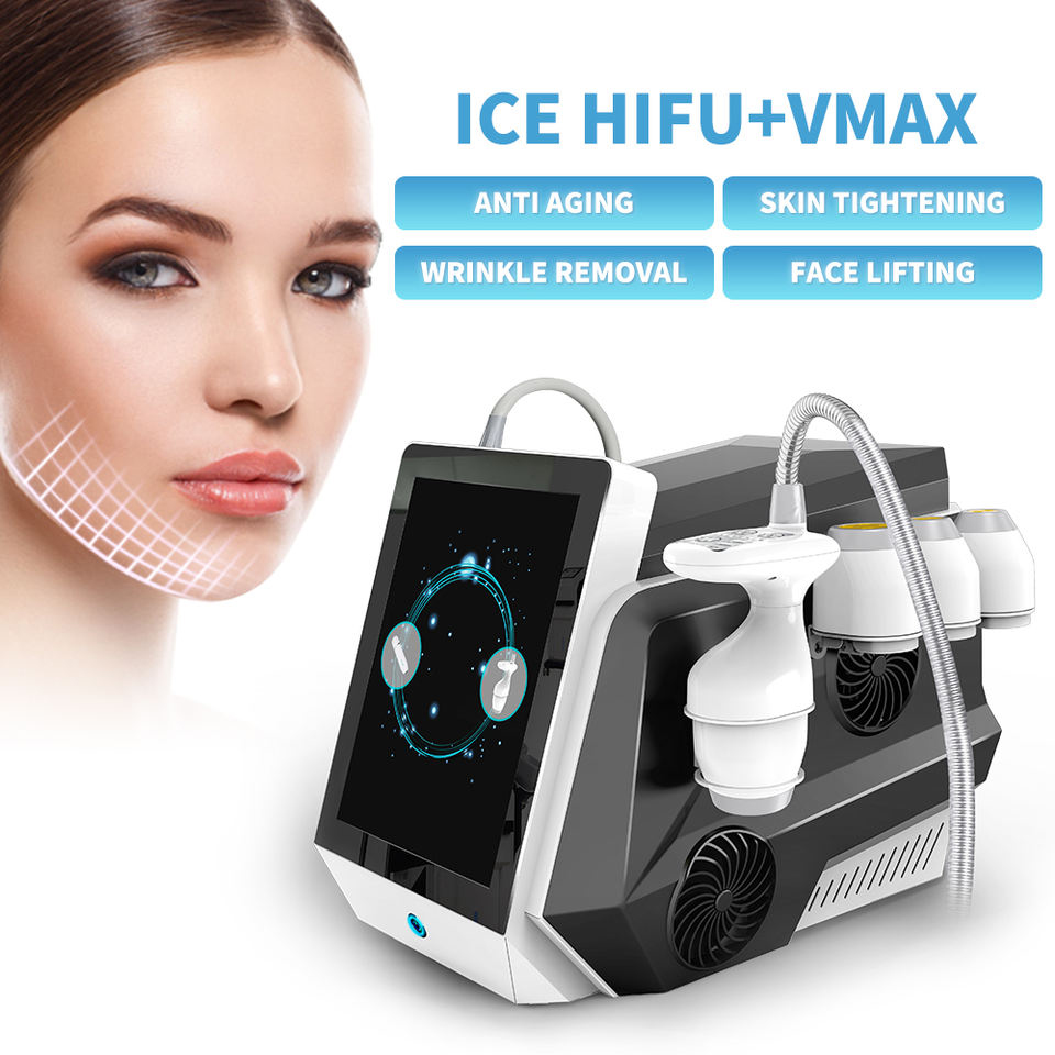 Portable Ice Cool Hifu Machine High Power Focused Smas Lifting Eye Care Hifu Machine Lifting Eyebrows Lines Device Suitable All Type Skin Use Beauty D