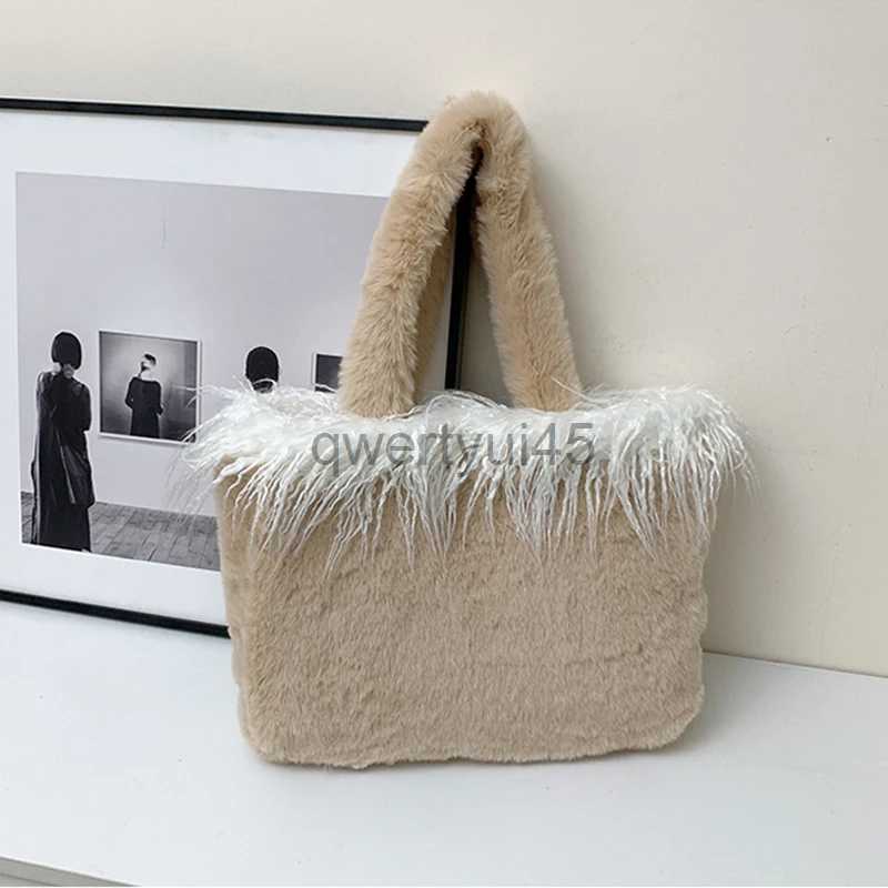 Shoulder Bags Bags New large capacity plush bag suitable for autumn/winter 2023 new paradigm shoulder bag elegant temperature tasler handbagqwertyui45