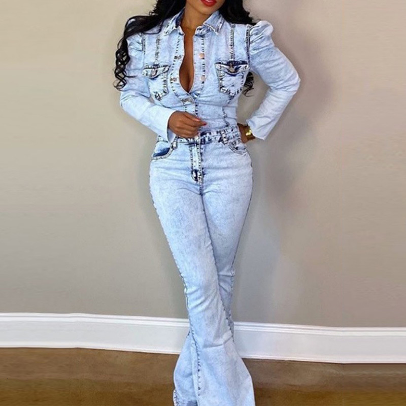NIBESSER women Jumpsuit Denim Jeans Full Sleeve Bodycon Spring Autumn Sexy Club Night Romper playsuit Overall outfit T200509