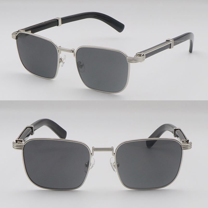 Selling Buffs 0363S Sunglasses Original Gold-Black Buffalo Horn Male Female Glasses MARBLED BLACK BUFFALO HORN Square Unisex Size 54-21-145MM New