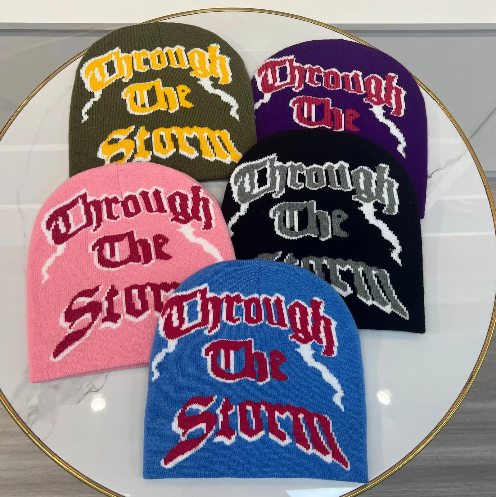 Beanie Skull Caps Embroidery Knitted Winter Hats Graphic Unisex Jacquard Beanie 231025