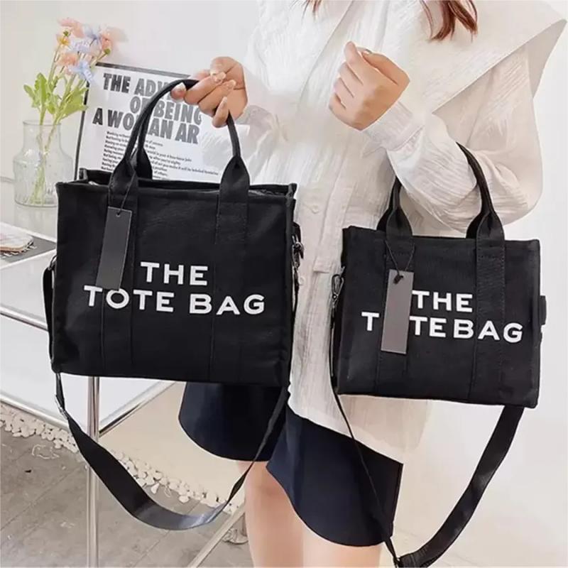 Large Capacity Canvas Tote Bag - Fashion Letter Madam Square Diagonal Shoulder Handbag for Women