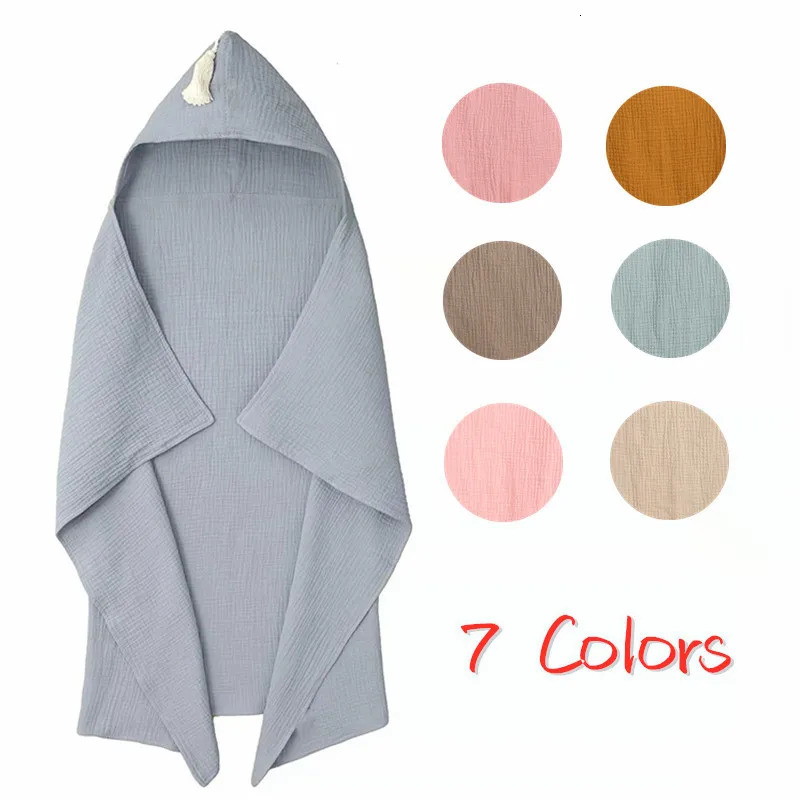 Towels Robes born Baby Boy Girl Bathrobe Towel 100% Cotton Infant Toddler Child Solid Color Hooded Bathrobe Cloak 231024