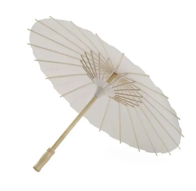 60pcs Bridal Wedding Parasols White Paper Umbrellas Beauty Items Chinese Mini Craft Umbrella Diameter 60cm Simple