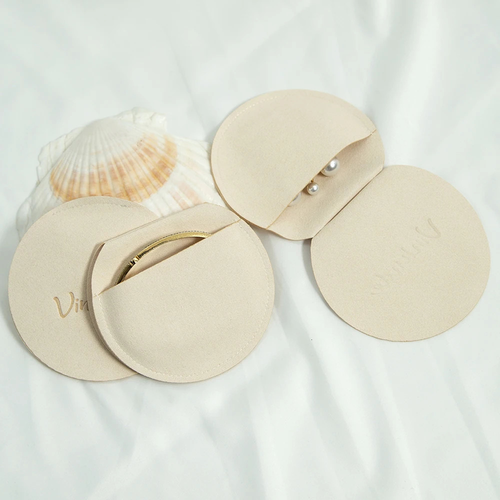 Jewelry Boxes 100Pcs Custom Round Microfiber Bag Ring Earring Pendant Necklace Velvet Pouch Birthday Christmas Halloween Gift Box 231025