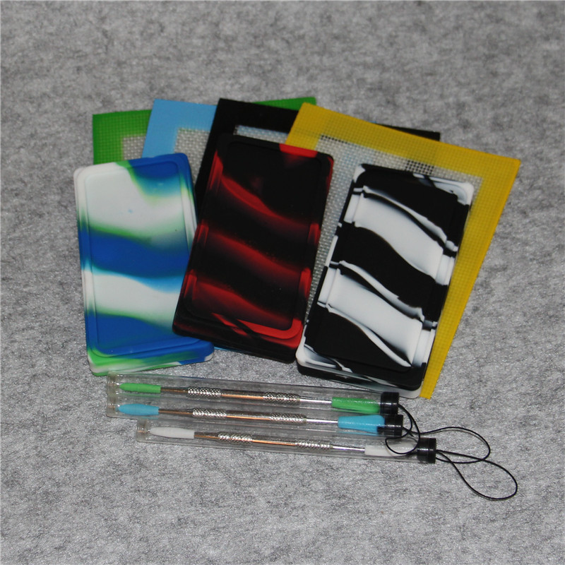 1 set square small waxmate containers silicone rubber nonstick silicon storage wax jars dab tool wax mat concentrate tool dabber oil holder