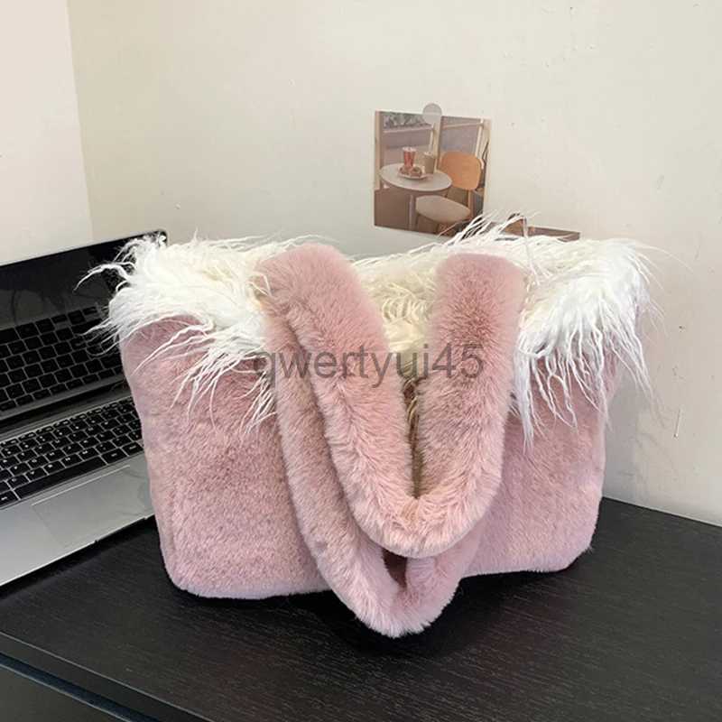 Shoulder Bags Bags New large capacity plush bag suitable for autumn/winter 2023 new paradigm shoulder bag elegant temperature tasler handbagqwertyui45