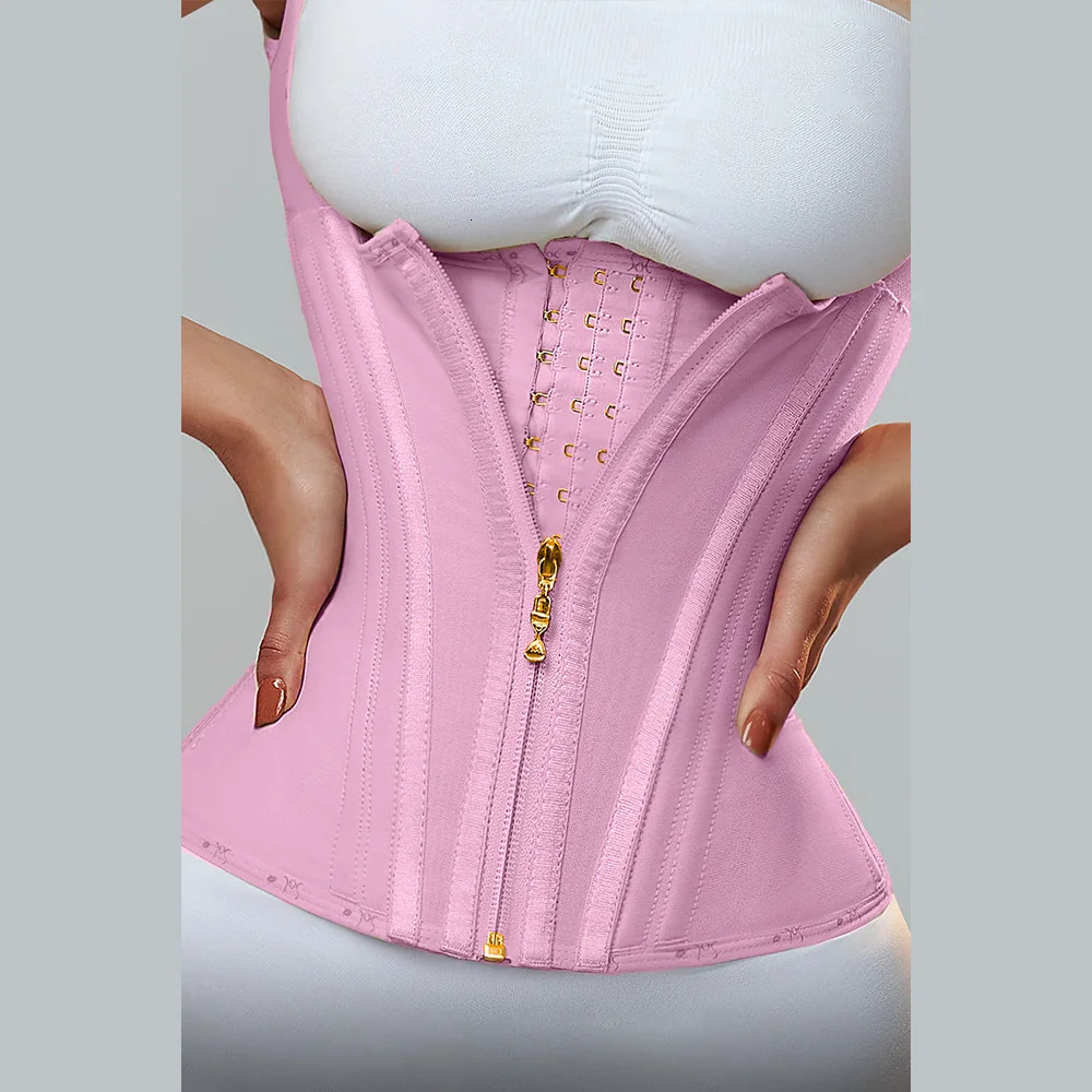 Waist Tummy Shaper Fajas Colombiana Double Compression Trainer Corset with Bone Adjustable Zipper and Hook eyes Flat Belly Body 231025