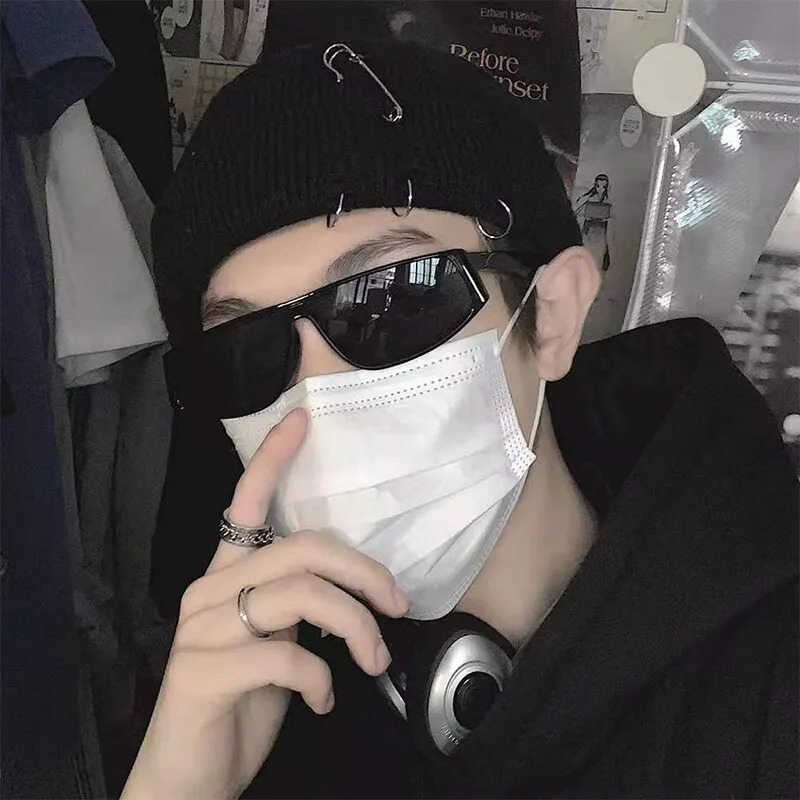 Beanie Skull Caps Winter Harajuku Y2K Knitted Hat Women Fashion Warm Thick Men Hip Hop Pin Hole Skullcap Short Unisex Basic Cap 231025