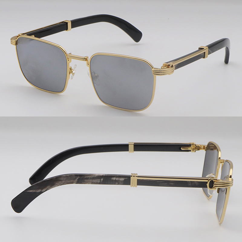 Selling Buffs 0363S Sunglasses Original Gold-Black Buffalo Horn Male Female Glasses MARBLED BLACK BUFFALO HORN Square Unisex Size 54-21-145MM New