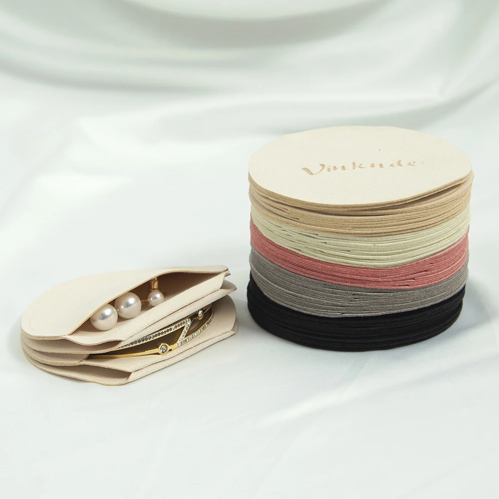 Jewelry Boxes 100Pcs Custom Round Microfiber Bag Ring Earring Pendant Necklace Velvet Pouch Birthday Christmas Halloween Gift Box 231025