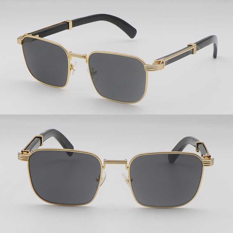 Selling Buffs 0363S Sunglasses Original Gold-Black Buffalo Horn Male Female Glasses MARBLED BLACK BUFFALO HORN Square Unisex Size 54-21-145MM New