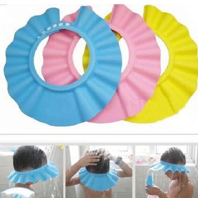 Shower Caps Safe Shampoo baby Shower Cap Bathing Bath Protect Soft Cap Hat For Baby Children Kids Gorro de ducha Tonsee ss1827 231024