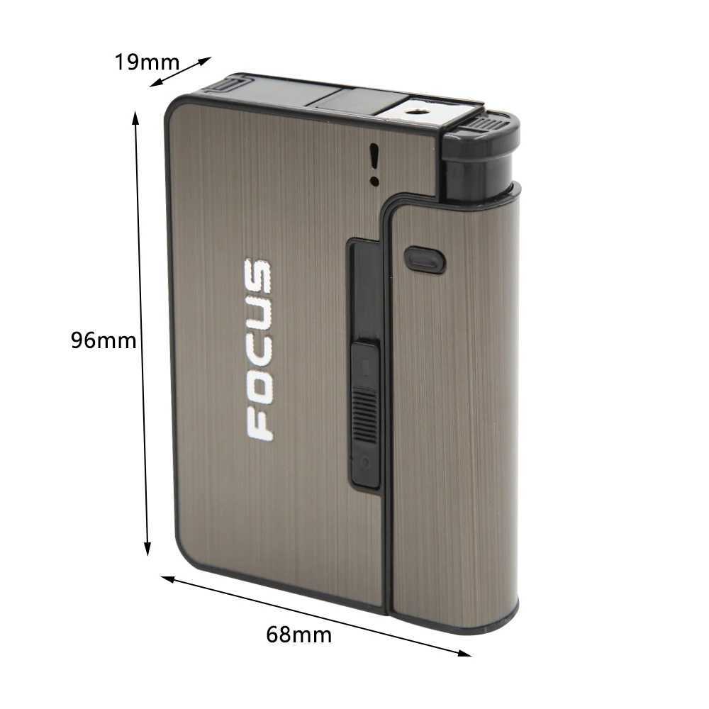 Lighters FOCUS Portable Automatic Cigarette Case Metal 10 Pieces Gadgets for Men Without Lighter W260202