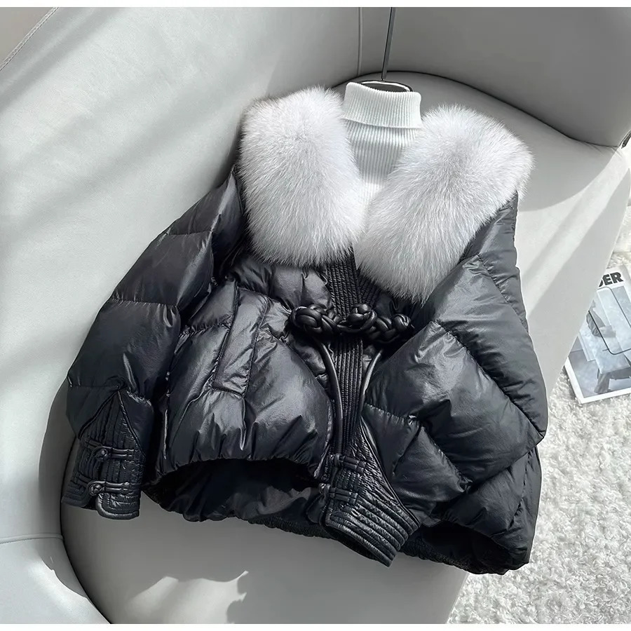 Womens Fur Faux Chinese Style Down Jacket Women Large Natural Real Collar Warm Coat Fashion Thick Snow Windproof Parkas Female 231025