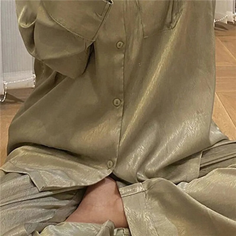 Womens Sleepwear Silk Satin Pajamas Pyjamas Set Pijama Suit Female Sleep Two Piece Ice Loungewear 231025