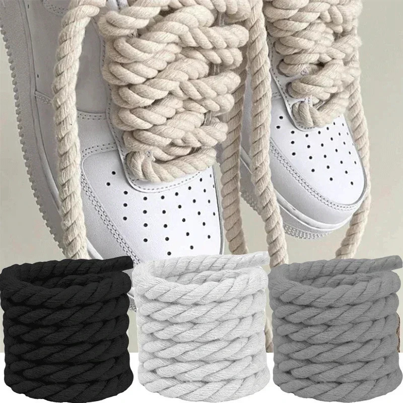 Shoe Parts Accessories 2PCS 120160CM Thick Cotton Line Weaving Twisted Rope Bold Shoelaces Women Men Sneakers Lowtop Canvas Laces Strings 231025