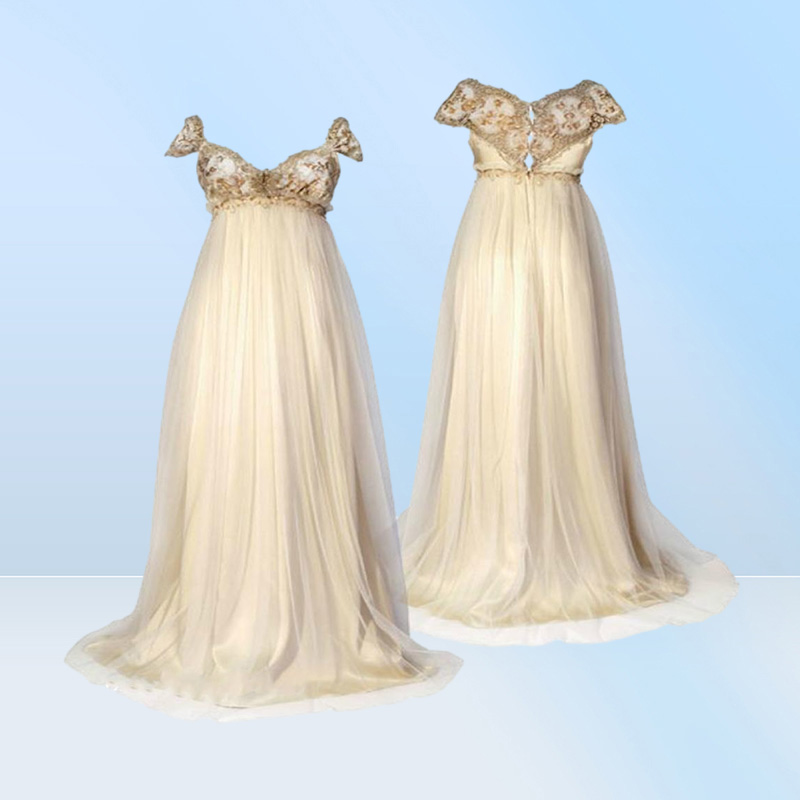 1800 Victorian Style Wedding Dresses Regency Inspired Vintage Discount Elegant A Line Formal Long Bridal Party Gowns