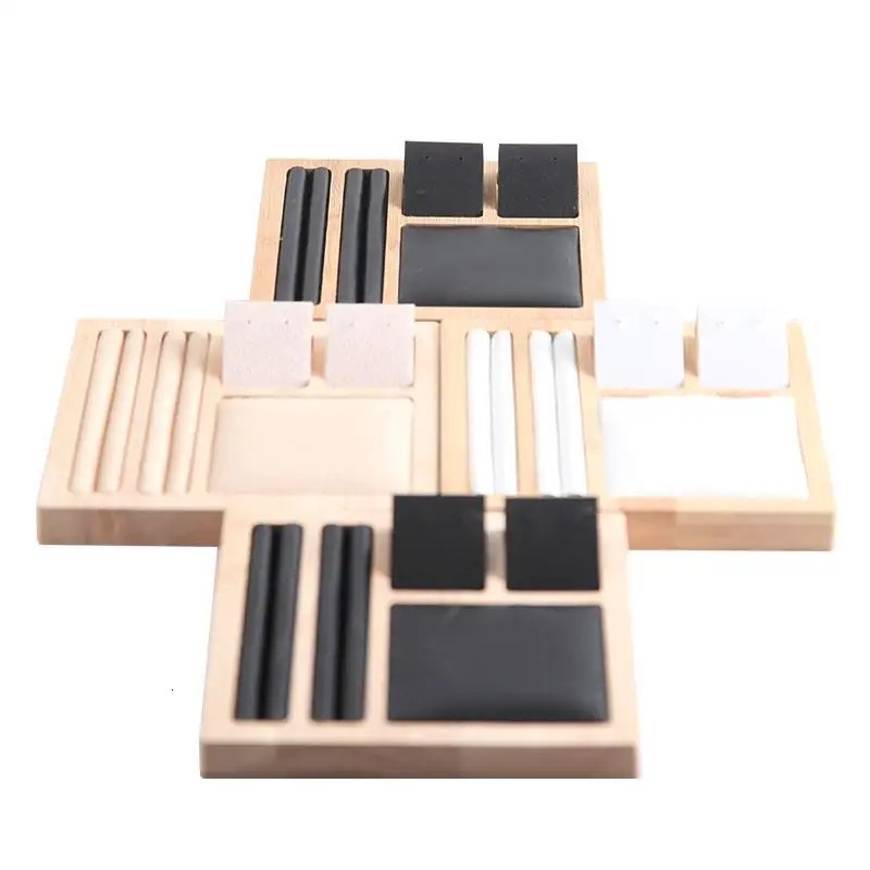 Accessories Packaging Organizers Bamboo Multifunctional Display Tray Board Rings Earring Rack Jewelry Storage Organization Props 231025